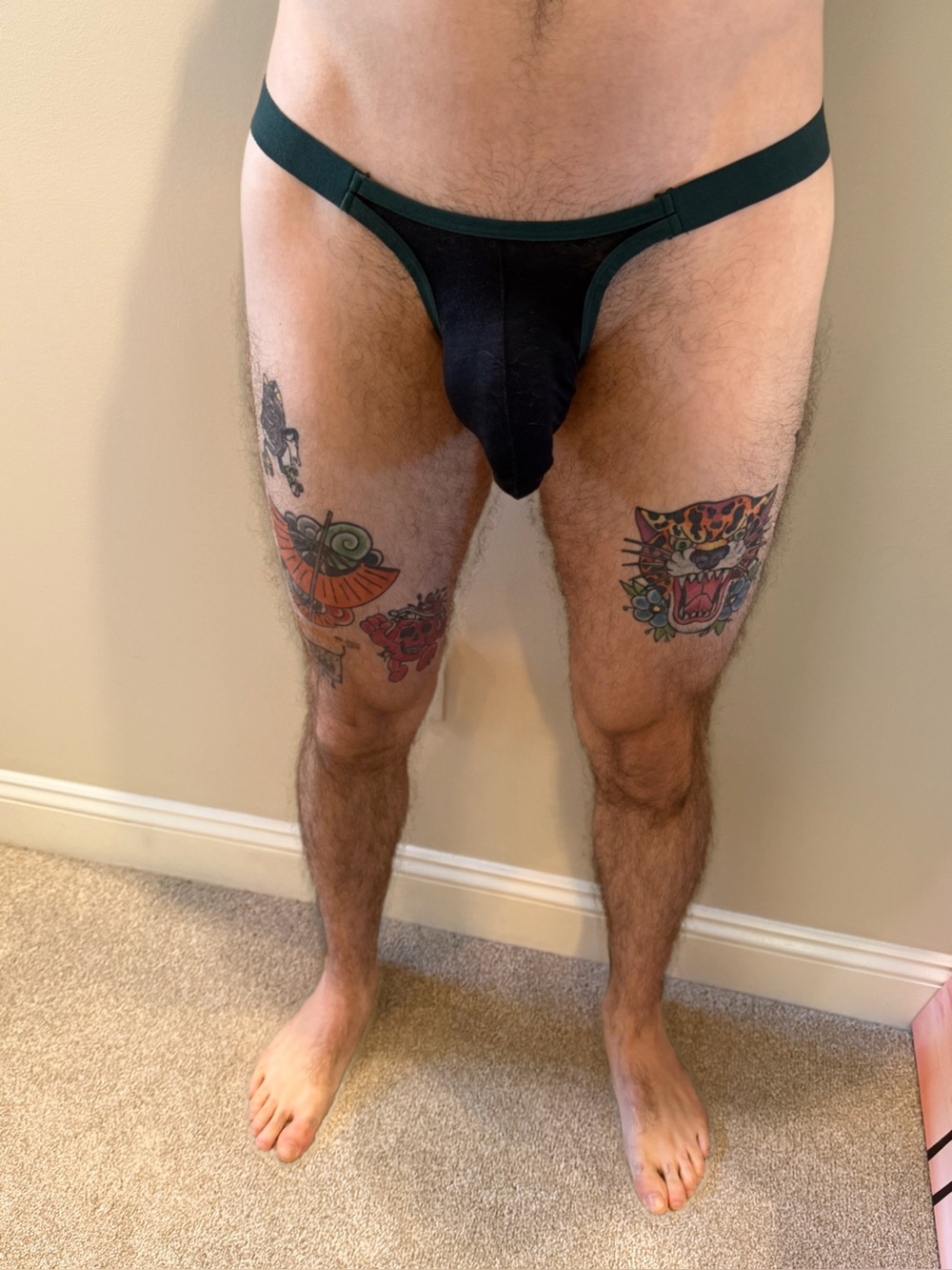 Men’s black/green mesh thong